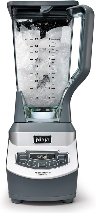 Ninja BL660 Professional Countertop Blender with 1100-Watt Base, 72 Oz Total Crushing Pitcher and (2) 16 Oz Cups for Frozen Drinks and Smoothies, Gray