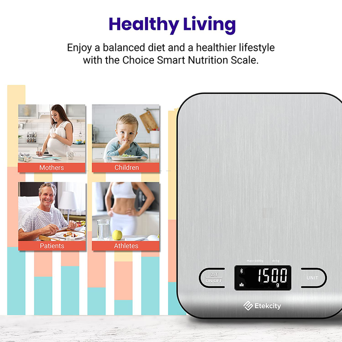 Etekcity Smart Food Nutrition Kitchen Scale, Digital Grams and Ounces for Weight