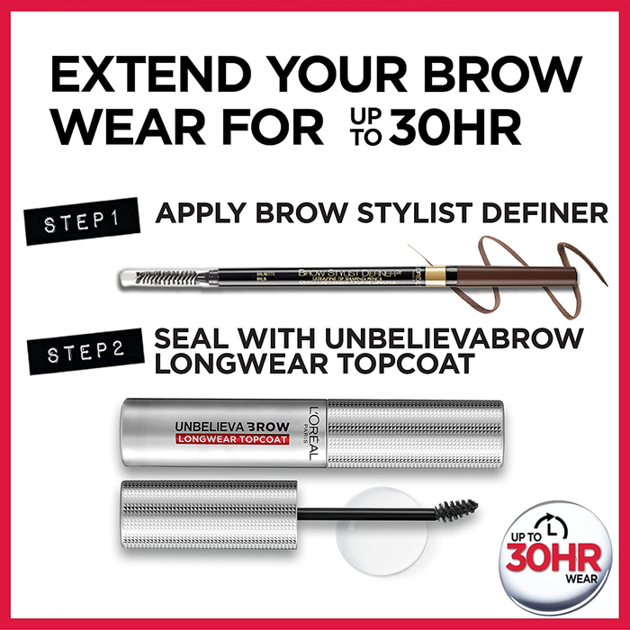 L'Oreal Paris Makeup Brow Stylist Definer Waterproof Eyebrow Pencil UltraFine Mechanical Pencil Draws Tiny Brow Hairs Fills in Sparse Areas Gaps Ounce Count, Ash Brown, 0.003 Fl Oz