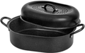 Granite Stone Oval Roaster Pan, Small 16” Ultra Nonstick Roasting Pan with Lid, Grooved Bottom for Basting, Broiler Pan for Oven, Dishwasher Safe, Up to 7lb Poultry / Roast, Serves 1- 5, PFOA Free