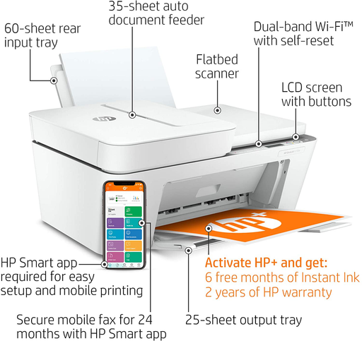 HP DeskJet 4155e All-in-One Wireless Color Printer, with bonus 6 months free Instant Ink with HP+ (26Q90A)