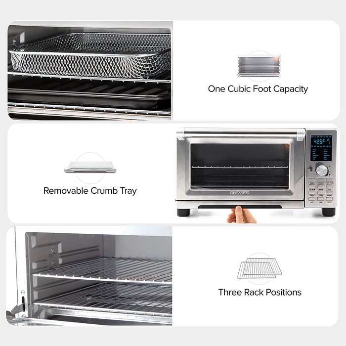 NuWave Bravo XL Smart Convection Air Fryer Oven Grill/Griddle 30-Quart 10-in-1; Patented Temperature Probe; Stainless Steel Rack; 50°F-500°F;10 LB Chicken, 13 in Pizza; Air Fry, Bake, Grill, Toast