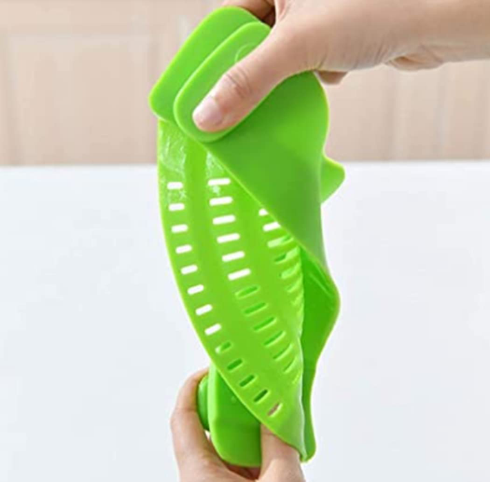 Kitchen Gizmo Snap N Strain Adjustable Silicone Clip On Strainer for Pots, Pans and Bowls - Lime Green