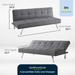 Serta Rane Collection Convertible Sofa, L66.1 x W33.1 x H29.5, Charcoal