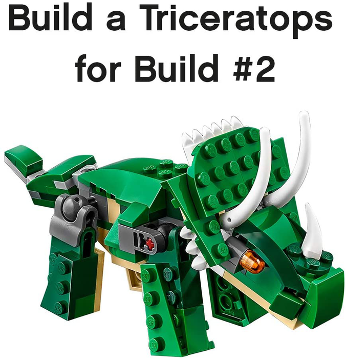 LEGO Creator Mighty Dinosaurs 31058 Build It Yourself Dinosaur Set, Create a Pterodactyl, Triceratops and T Rex Toy (174 Pieces)