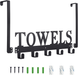 Over The Door Hooks, Towel Holder for Bathroom, Door Mount Towel Rack Towel Hooks for Bedroom Kitchen Pool Beach Towels Bathrobe Wall Mount Hang on The Door Cabinet Cupboard Metal Sandblasted (Black)