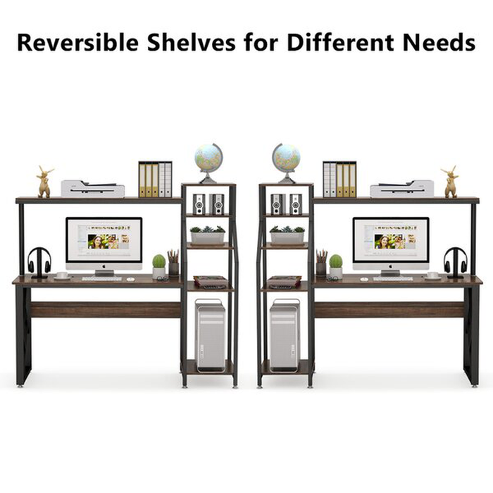 Rectangular Computer Desk Office Set with Hutch