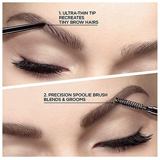 L'Oreal Paris Makeup Brow Stylist Definer Waterproof Eyebrow Pencil UltraFine Mechanical Pencil Draws Tiny Brow Hairs Fills in Sparse Areas Gaps Ounce Count, Ash Brown, 0.003 Fl Oz