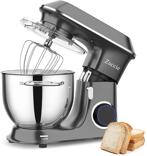 Zuccie Stand Mixer, 8.5QT. 660W 10-Speed Tilt-Head Electric Kitchen Mixer with Dishwasher-Safe Dough Hooks, Flat Beaters, Wire Whip & Pouring Shield Attachments for Most Home Cooks, SM-1552X, Gray