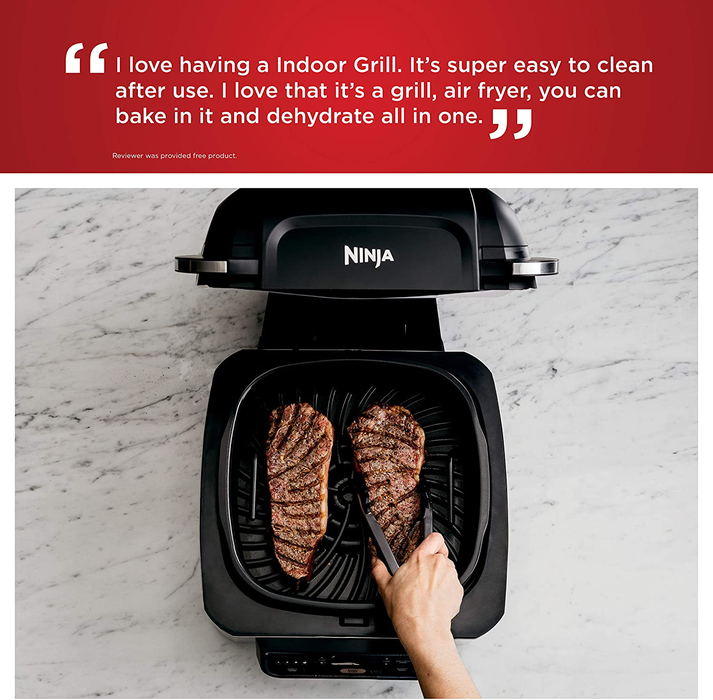 Ninja Foodi AG301 5-in-1 Indoor Electric Countertop Grill with 4-Quart Air Fryer, Roast, Bake, Dehydrate, and Cyclonic Grilling Technology