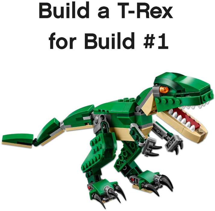 LEGO Creator Mighty Dinosaurs 31058 Build It Yourself Dinosaur Set, Create a Pterodactyl, Triceratops and T Rex Toy (174 Pieces)