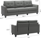 Belffin Sofa and Loveseat Sets 2 Piece Furniture Sofa Set for Living Room Couch Sofa Loveseat Set Grey