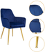 CangLong Furniture Modern Living Dining Room Accent Arm Chairs Club Guest with Gold Metal Legs, Set of 2, Navy Blue