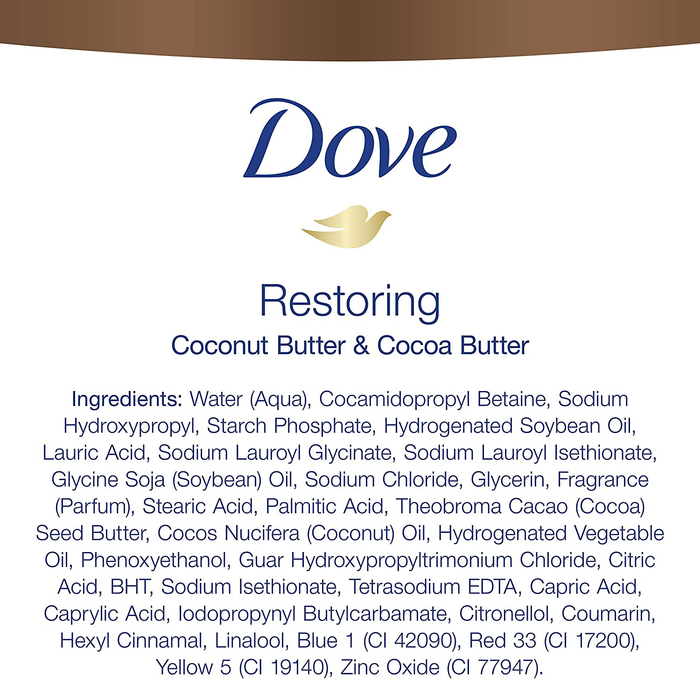 Dove Purely Pampering Body Wash for Dry Skin Coconut Butter and Cocoa Butter Effectively Washes Away Bacteria While Nourishing Your Skin 22 oz, 4 count