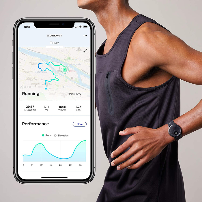 Withings Steel HR Sport - Multisport hybrid Smartwatch, connected GPS, heart rate, fitness level via VO2 max, activity and sleep tracking, notifications