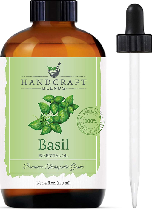 Handcraft Basil Essential Oil - 100 % Pure and Natural - Premium Therapeutic Grade with Premium Glass Dropper - Huge 4 Fl Oz