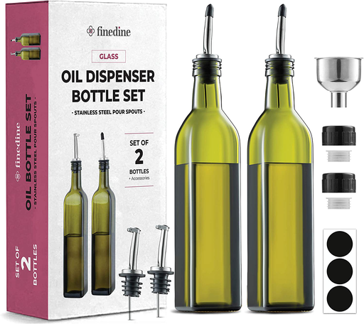 Oil Dispenser - Oil Dispenser Bottle For Kitchen - Glass Oil Bottle Set - Oil and Vinegar Dispenser - Oil Dispenser Bottle For Kitchen - Glass Oil Bottle Set - Refill Funnel & Pouring Spouts & Labels