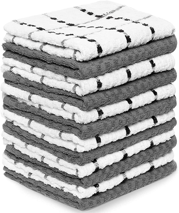 Zeppoli Kitchen Towels, 12 Pack - 100% Soft Cotton - 15 x 25 Inches - Dobby Weave - Great for Cooking in Kitchen and Household Cleaning (12-Pack)