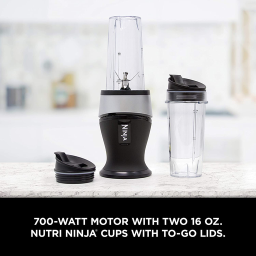 Ninja Personal Blender for Shakes, Smoothies, Food Prep, and Frozen Blending with 700-Watt Base and (2) 16-Ounce Cups with Spout Lids (QB3001SS)