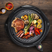 Maxi-Matic Smokeless Indoor Electric BBQ Grill with Glass Lid Dishwasher Safe, PFOA-Free Nonstick, Adjustable Temperature, Fast Heat Up, Low-Fat Meals Easy to Clean Design, 14", Black