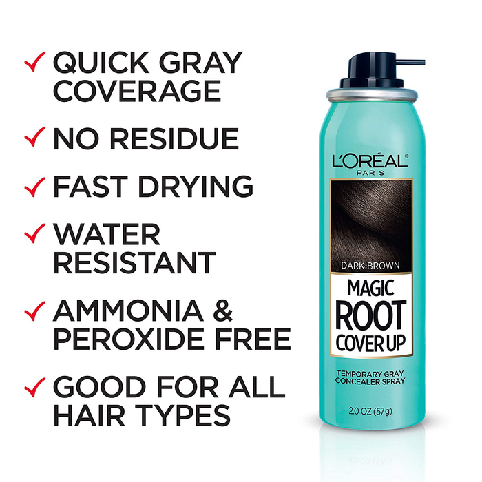L'Oreal Paris Magic Root Cover Up Gray Concealer Spray Black 2 oz.(Packaging May Vary)