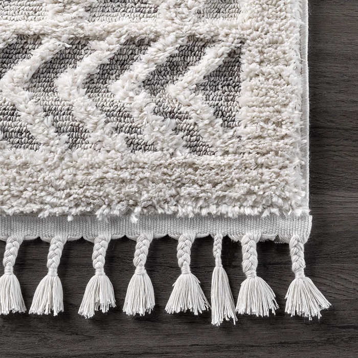 nuLOOM Ansley Soft Lattice Textured Tassel Runner Rug, 2' x 6', Beige