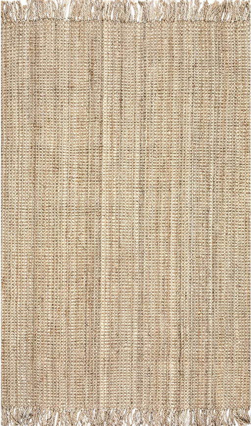 nuLOOM Hand Woven Chunky Natural Jute Farmhouse Accent Rug, 2 ft x 3 ft