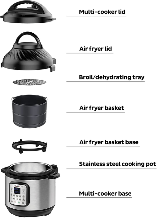 Instant Pot Duo Crisp 11-in-1 Electric Pressure Cooker with Air Fryer Lid, 8 Quart Stainless Steel/Black, Air Fry, Roast, Bake, Dehydrate, Slow Cook, Rice Cooker, Steamer, Sauté