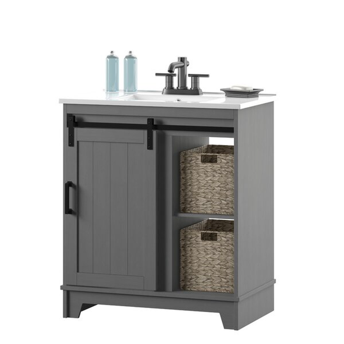 Braylen Sliding Barn Door 36" Single Bathroom Vanity Set