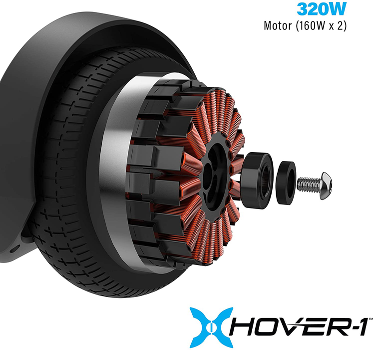 Hover-1 Drive Electric Hoverboard | 7MPH Top Speed, 3 Mile Range, Long Lasting Lithium-Ion Battery, 6HR Full-Charge, Path Illuminating LED Lights, Black