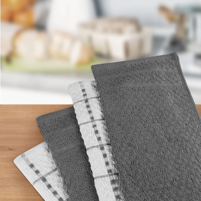 Utopia Towels Kitchen Towels, Pack of 12, 15 x 25 Inches, 100% Ring Spun Cotton Super Soft and Absorbent Grey Dish Towels, Tea Towels and Bar Towels
