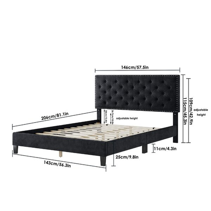 Emanuell Tufted Low Profile Bed