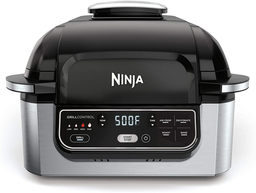 Ninja Foodi AG301 5-in-1 Indoor Electric Countertop Grill with 4-Quart Air Fryer, Roast, Bake, Dehydrate, and Cyclonic Grilling Technology