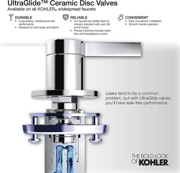 KOHLER Alteo 2-Handle Widespread Bathroom Faucet with Metal Drain Assembly in Polished Chrome, K-45102-4-CP