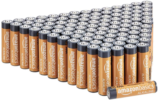 Amazon Basics 100 Pack AAA High-Performance Alkaline Batteries, 10-Year Shelf Life, Easy to Open Value Pack