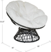 OSP Home Furnishings Wicker Papasan Chair with 360-Degree Swivel, Grey Frame with White Cushion