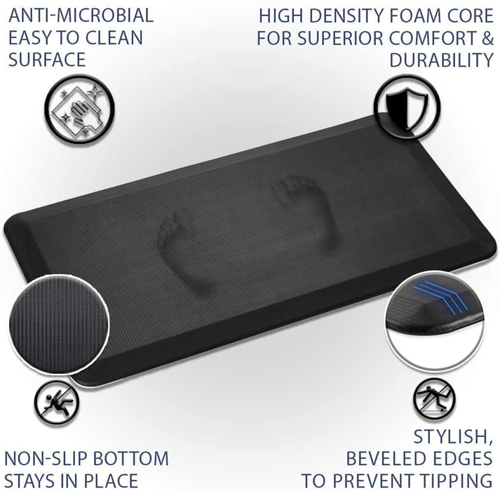 ComfiLife Anti Fatigue Floor Mat – 3/4 Inch Thick Perfect Kitchen Mat, Standing Desk Mat – Comfort at Home, Office, Garage – Durable – Stain Resistant – Non-Slip Bottom (20" x 32", Black)