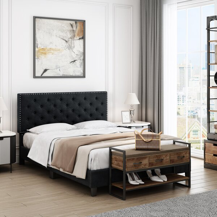 Emanuell Tufted Low Profile Bed