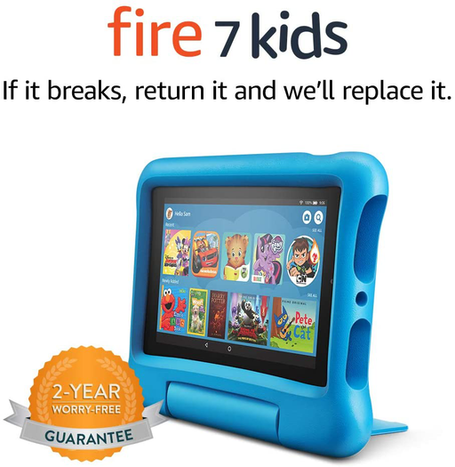 Fire 7 Kids tablet, 7" Display, ages 3-7, 16 GB, Blue Kid-Proof Case