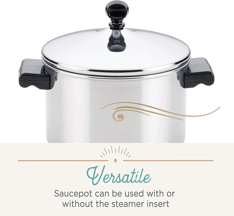 Farberware Classic Stainless Steel Sauce Pan/Saucepan with Lid, 1 Quart, Silver,50000