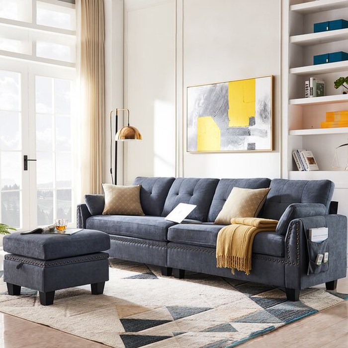 Sylvette 102" Wide Reversible Sofa & Chaise with Ottoman