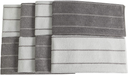 Microfiber Kitchen Towels - Super Absorbent, Soft and Solid Color Dish Towels, 8 Pack (Stripe Designed Grey and White Colors), 26 x 18 Inch