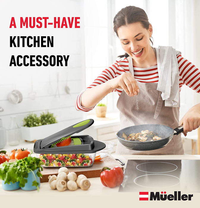 Mueller Pro-Series 8 Blade Vegetable Slicer, Onion Mincer Chopper, Vegetable Chopper, Cutter, Dicer, Egg Slicer with Container