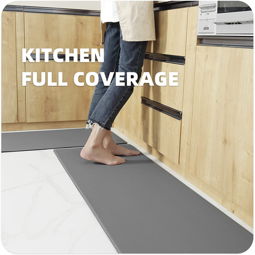 Color&Geometry Kitchen Rugs, Kitchen Rug Set 2 Piece Kitchen Runner Rug Kitchen Floor Mat, Cushioned Anti Fatigue Kitchen Mat Non Skid Waterproof Comfort Standing Kitchen Rug, 17"x29"+17"x59", Grey