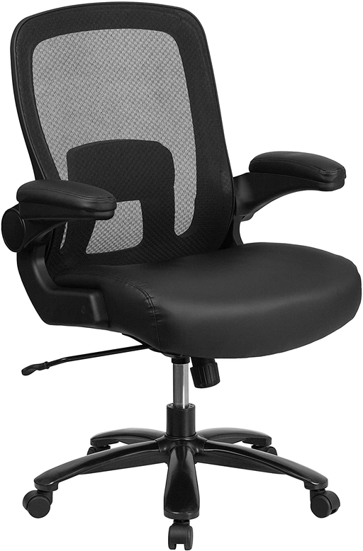 Flash Furniture HERCULES Series Big & Tall 500 lb. Rated Black Mesh/LeatherSoft Executive Ergonomic Office Chair with Adjustable Lumbar