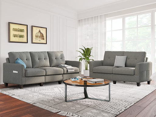 Belffin Sofa and Loveseat Sets 2 Piece Furniture Sofa Set for Living Room Couch Sofa Loveseat Set Grey