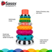 Sassy Stacks of Circles Stacking Ring STEM Learning Toy, 9 Piece Set, Age 6+ Months