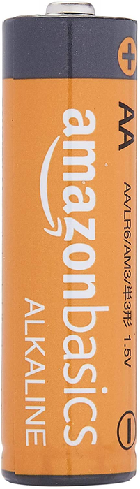 Amazon Basics 4 Pack AA High-Performance Alkaline Batteries, 10-Year Shelf Life, Easy to Open Value Pack