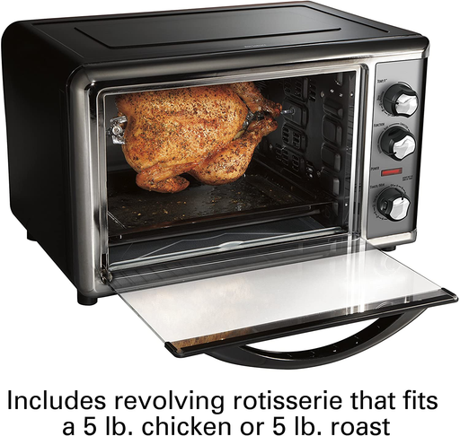 Hamilton Beach 31107D Convection Countertop Toaster Oven with Rotisserie, Extra-Large, Black and Stainless