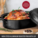 Granite Stone Oval Roaster Pan, Small 16” Ultra Nonstick Roasting Pan with Lid, Grooved Bottom for Basting, Broiler Pan for Oven, Dishwasher Safe, Up to 7lb Poultry / Roast, Serves 1- 5, PFOA Free